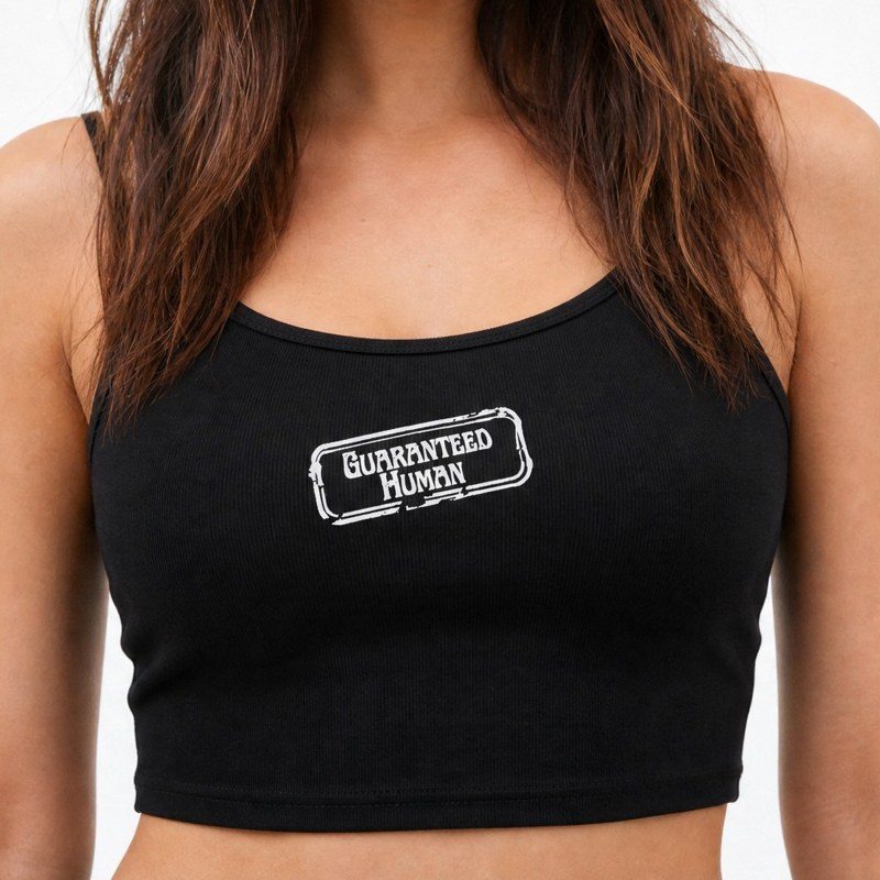 Guaranteed Human Stamp Cropped Tank Top