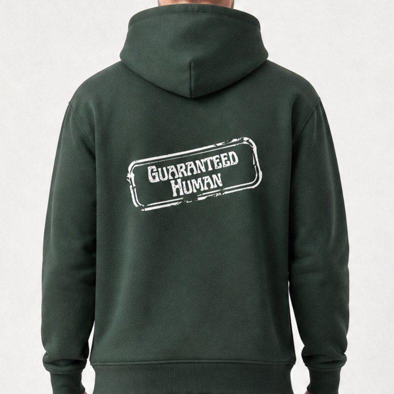 Guaranteed Human Stamp Men Crest Back Hoodie 1