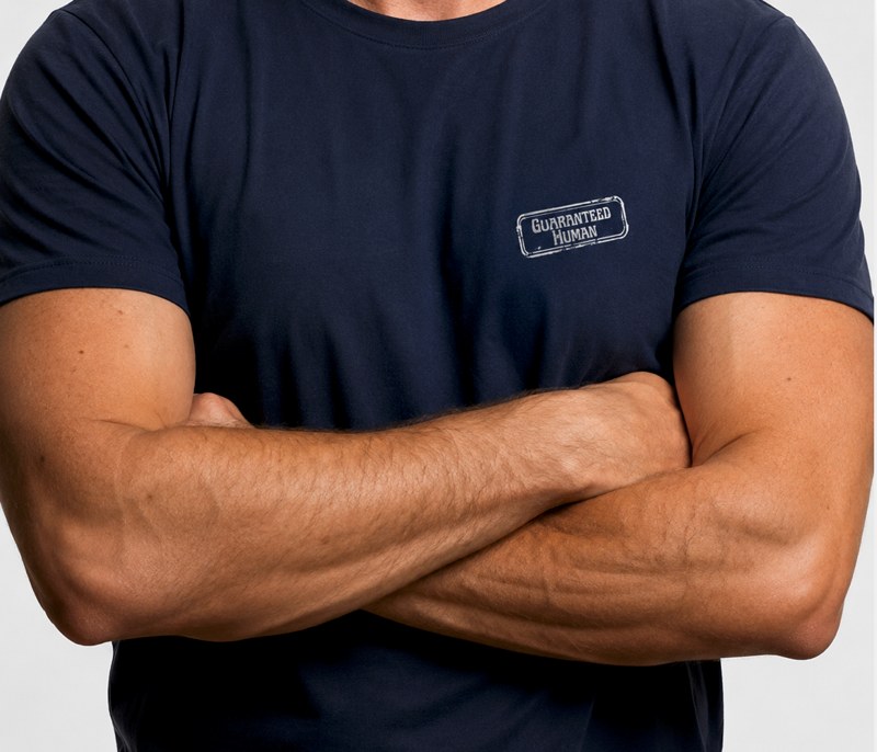 Guaranteed Human Stamp Men Crest Print T Shirt