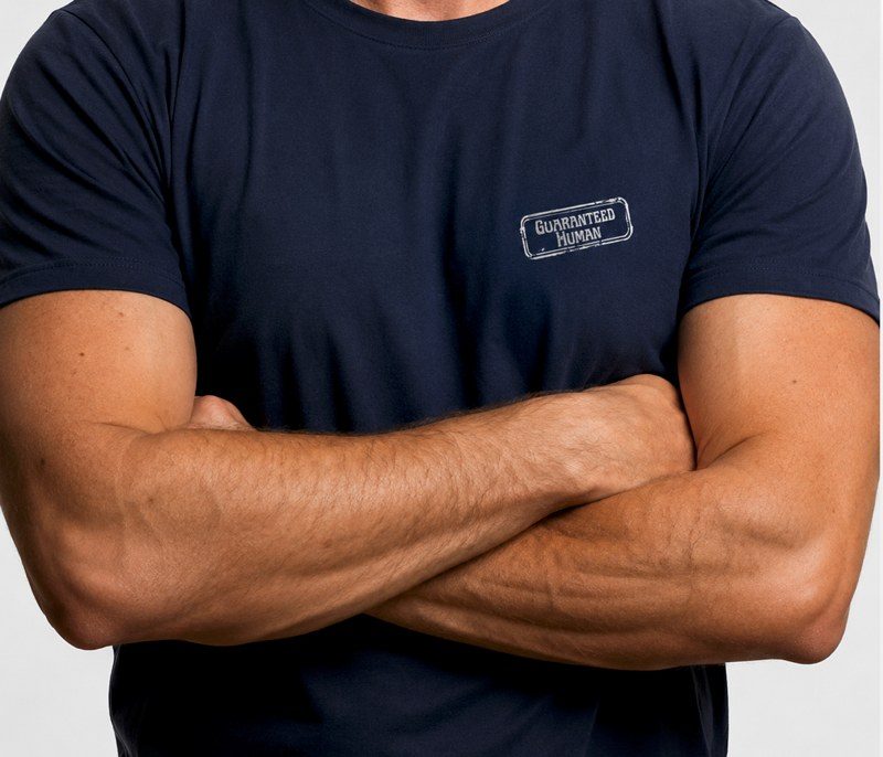 Guaranteed Human Stamp Men Crest Print T Shirt